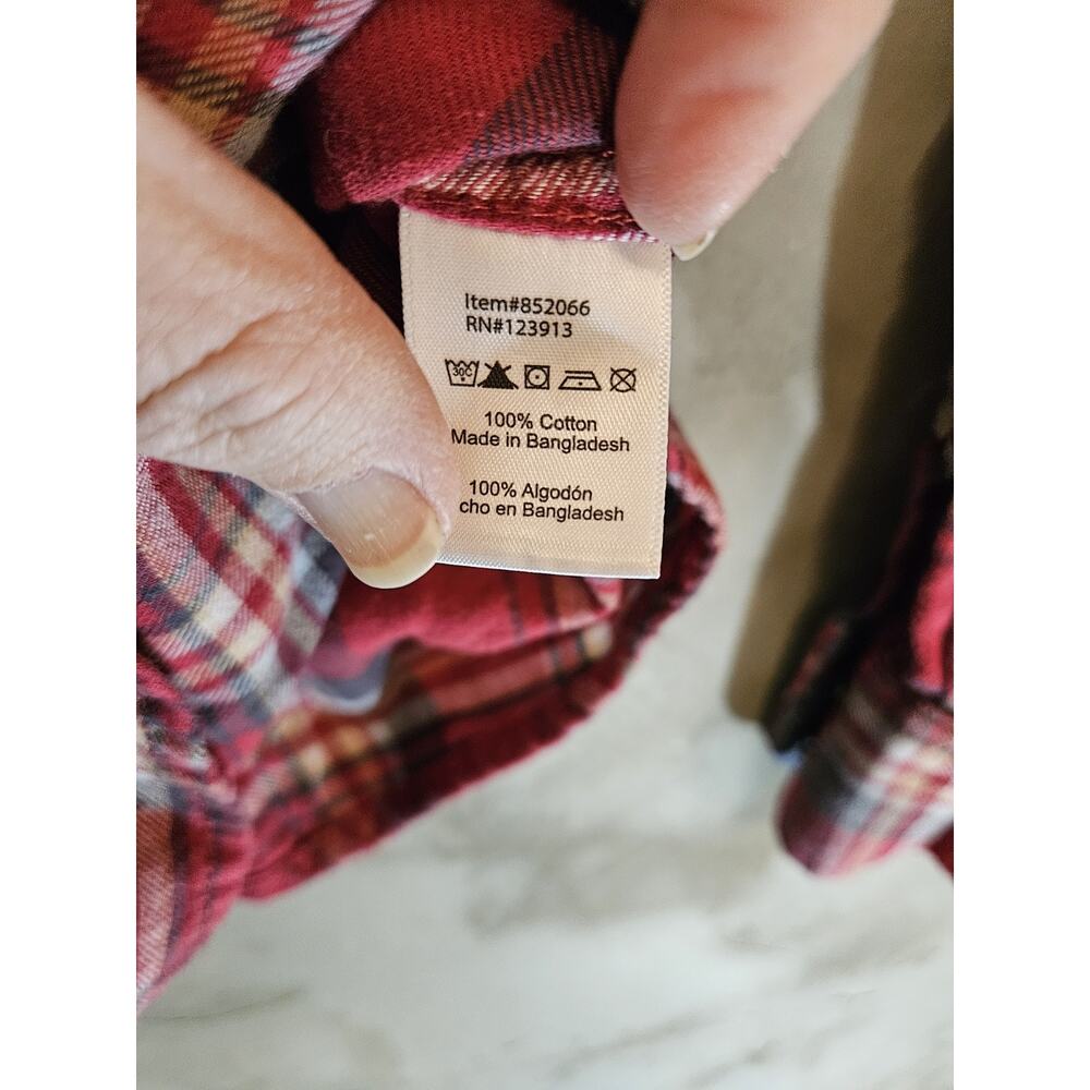 JACHS Girlfriend Size L Red Blue White Plaid Cotton Flannel Collared Shirt - Picture 4 of 7